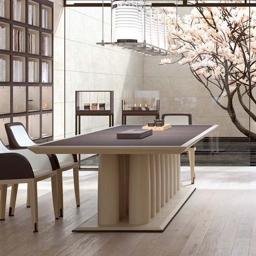 Tavolo contemporaneo - ZITO - DIMENSIONE CHI WING LO - in legno / in pietra / in pelle