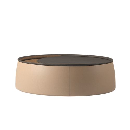 Tavolino basso contemporaneo - ISOS  - DIMENSIONE CHI WING LO - in legno / in pelle / in tessuto