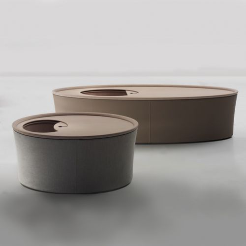 Tavolino basso contemporaneo - PNOI - DIMENSIONE CHI WING LO - in quercia naturale / in sucupira / in pelle