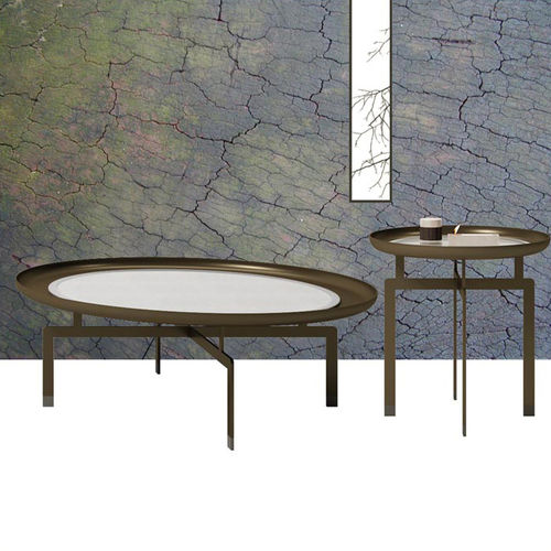 Tavolo d'appoggio contemporaneo - NERA - DIMENSIONE CHI WING LO - in metallo / in tessuto / con supporto in metallo