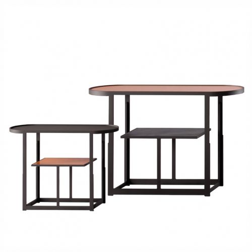Tavolo d'appoggio contemporaneo - PERI - DIMENSIONE CHI WING LO - in legno laccato / con supporto in legno laccato brillante / ovale