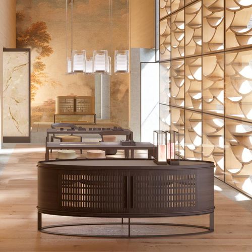 Credenza contemporanea - YFOS  - DIMENSIONE CHI WING LO - in rovere / in sucupira / in metallo