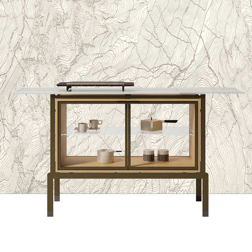 Credenza contemporanea - NERA - DIMENSIONE CHI WING LO - in quercia naturale / in sucupira / in metallo