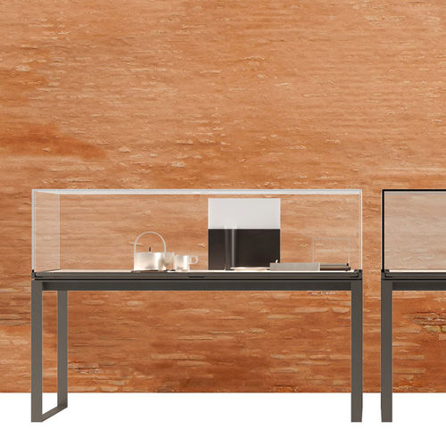 Consolle contemporanea - SIYI - DIMENSIONE CHI WING LO - in vetro / con supporto in metallo / rettangolare