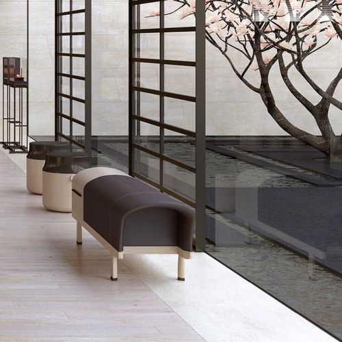Sgabello contemporaneo - OLKI  - DIMENSIONE CHI WING LO - in pelle / in tessuto / con supporto in quercia
