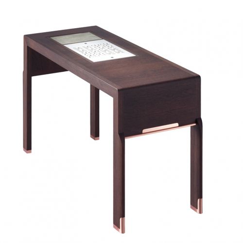 Consolle contemporanea - ESTI  - DIMENSIONE CHI WING LO - in sucupira / in pietra naturale / con supporto in legno