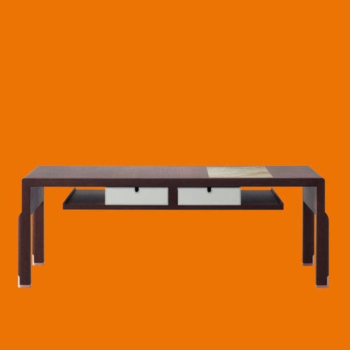 Consolle contemporanea - ESTI  - DIMENSIONE CHI WING LO - impiallacciata in legno / in sucupira / in pelle
