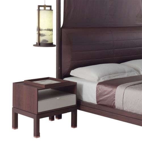 Comodino contemporaneo - IDYS - DIMENSIONE CHI WING LO - in sucupira / in pelle / in pietra naturale
