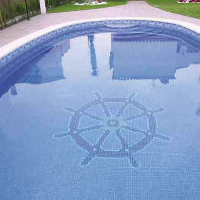 Mosaico in vetro - BR-2005 AZUL MEDIO  - Mosavit - per piscina / da pavimento / a motivi