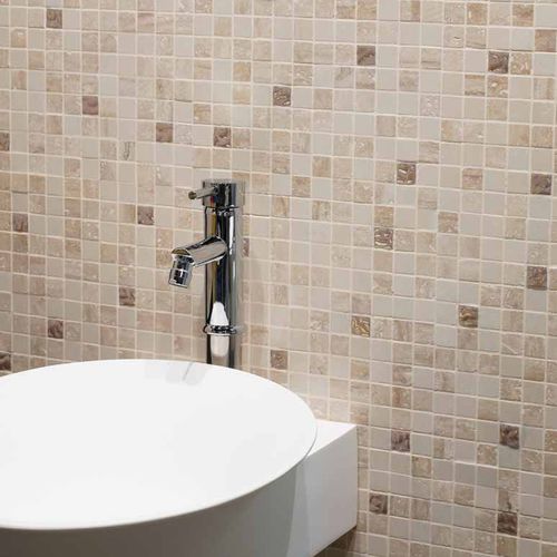Mosaico in marmo - TRAVERT-BOTTICINO DROPS - Mosavit - da bagno / da parete / beige