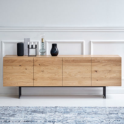 Credenza contemporanea - RABA - DK3 - in rovere / in noce / in acciaio con rivestimento a polvere