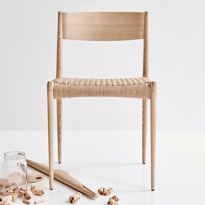 Sedia contemporanea - PIA - DK3 - da interno / in rovere / imbottita