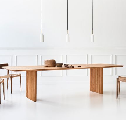 Tavolo contemporaneo - TEN - DK3 - in rovere / in noce / con supporto in quercia