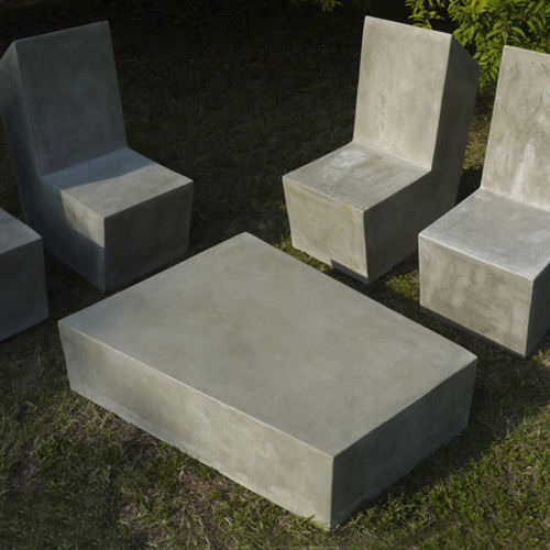 Tavolino basso contemporaneo - CUT.5 - LOVECEMENT - in fibrocemento / con base in calcestruzzo fibrorinforzato / per uso residenziale