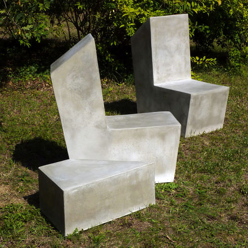 Sedia da giardino contemporanea - CUT.2 - LOVECEMENT - da esterno / da interno / in fibrocemento