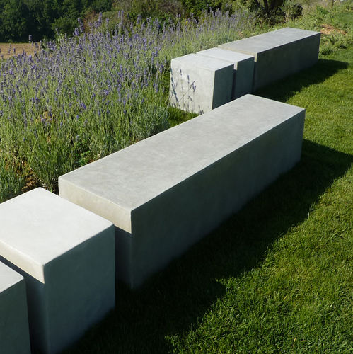 Panca da giardino contemporanea - BASIC.4 - LOVECEMENT - in fibrocemento / fatta a mano