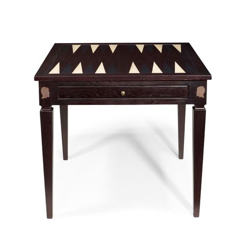 Tavolo da backgammon in stile Luigi XVI - SARTRE - Oficina Inglesa - per uso residenziale / in pelle / in mogano