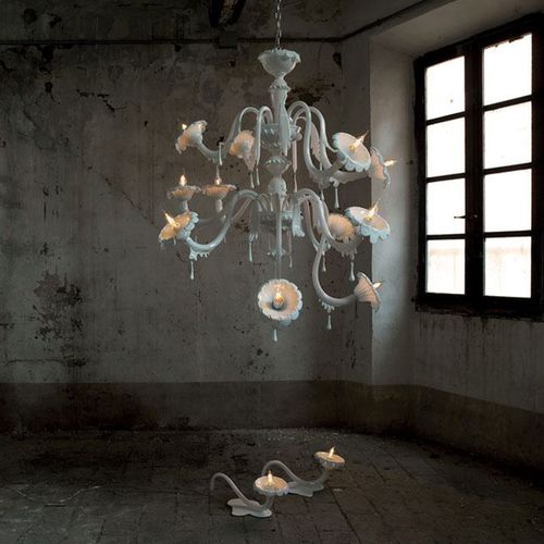 Lampadario classico - AU REVOIR - KARMAN - in vetro opalescente / da 11 lampadine / contract