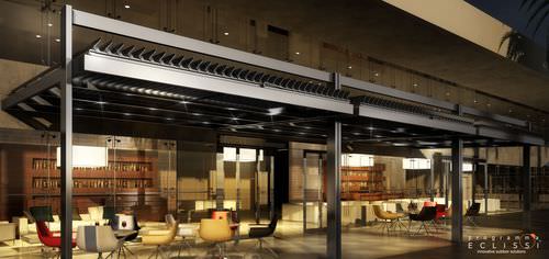Pergola addossata - KOEVO  - DIRELLO S.R.L - in metallo / a lamelle orientabili / contract