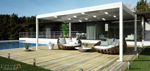 Pergola addossata - WEAVE - DIRELLO S.R.L - autoportante / in alluminio / con copertura in tela