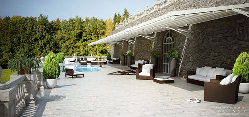 Pergola addossata - FLY - DIRELLO S.R.L - in alluminio / in acciaio inossidabile / con copertura scorrevole in tela PVC