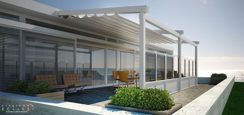 Pergola addossata - STAR - DIRELLO S.R.L - in alluminio / con copertura scorrevole in tela PVC / modulabile