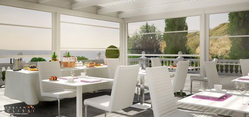 Paravento da terrazza contemporaneo - SOLAR - DIRELLO S.R.L - in vetro / contract / per esterni
