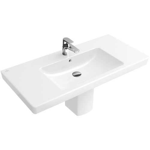 Lavabo sospeso - SUBWAY 2.0:  717581 - Villeroy & Boch - in porcellana / con piano integrato / rettangolare