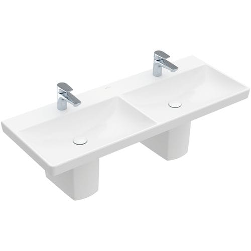 Lavabo sospeso - AVENTO : 4A23CG - Villeroy & Boch - in ceramica / doppio / rettangolare