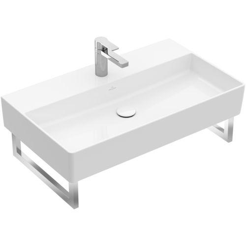 Lavabo sospeso - MEMENTO 2.0 : 4A2281 - Villeroy & Boch - in ceramica / con portasalviette integrato / rettangolare