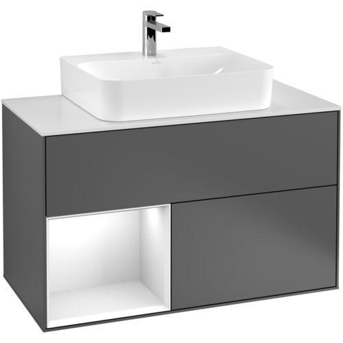 Mobile lavabo sospeso - FINION : F11 - Villeroy & Boch - in legno laccato / contemporaneo / con cassetti