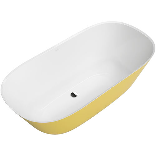 Vasca da bagno ovale - THEANO: UBQ155ANH7F2BCV - Villeroy & Boch - da appoggio / in acrilico / in quarzo composito