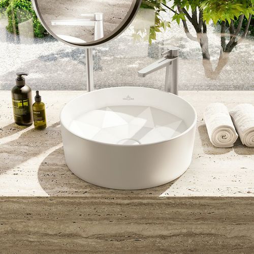 Lavabo da appoggio - OCTAGON - Villeroy & Boch - in ceramica / rotondo / 1 foro