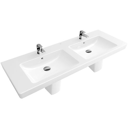 Lavabo sospeso - SUBWAY 2.0: 7175D0 - Villeroy & Boch - in porcellana / con piano integrato / doppio