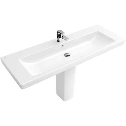 Lavabo sospeso - SUBWAY 2.0: 7176D0 - Villeroy & Boch - in porcellana / con piano integrato / rettangolare