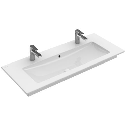 Lavabo sospeso - VENTICELLO:  4104CG - Villeroy & Boch - in porcellana / con portasalviette integrato / doppio