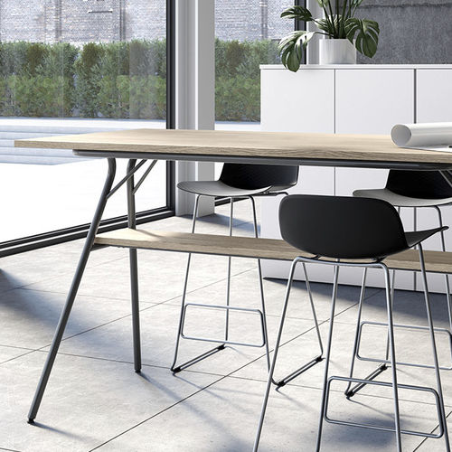 Tavolo alto contemporaneo - MAX - Mobel Línea - in legno / con supporto in metallo / rettangolare