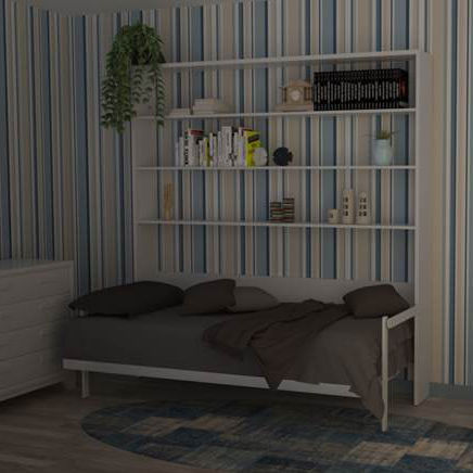 Letto a scomparsa - LEO - smqrt beds - matrimoniale / contemporaneo / con scaffale integrato