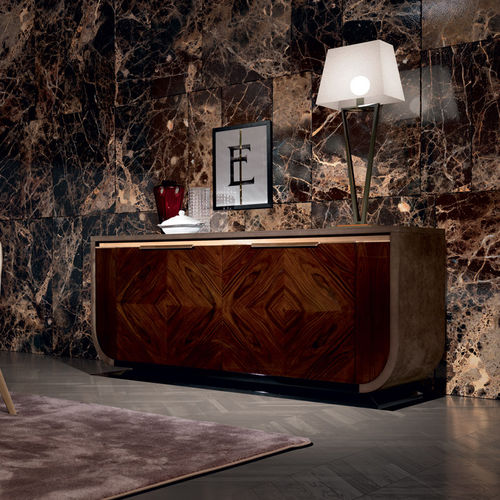 Credenza contemporanea - CHARLESTON - Villa Nova Italia - in legno di rosa / in pelle / in marmo