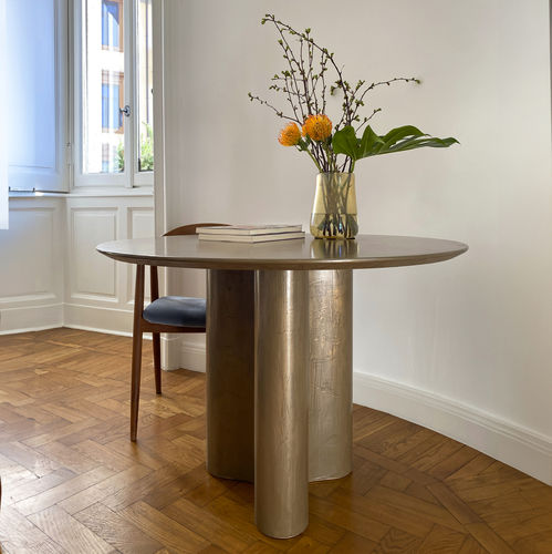 Tavolo contemporaneo - Giorgia - mg12 - in legno / in bronzo / con supporto in bronzo