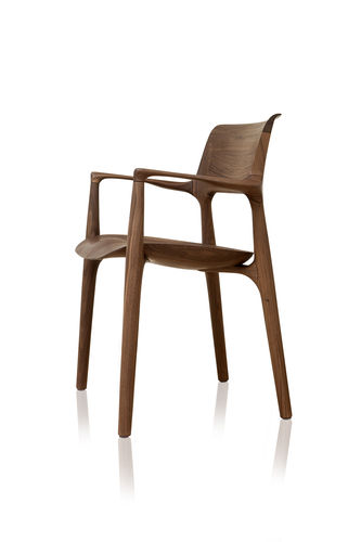 Sedia contemporanea - EASY - SOLLOS - in legno curvato / in legno / imbottita