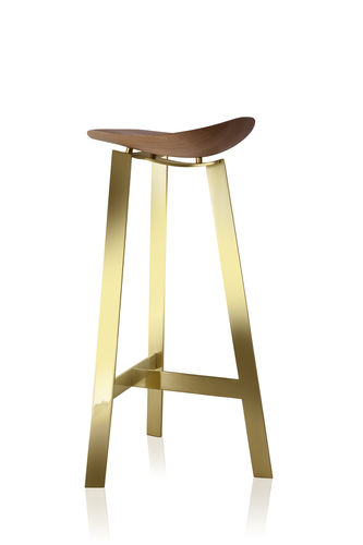 Sgabello da bar contemporaneo - EASY - SOLLOS - in legno / con supporto in metallo