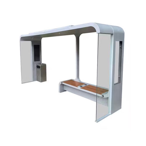 Pensilina per fermata d'autobus in vetro - WYS1818-WG - The solar range - in acciaio inossidabile / con panchina / LED
