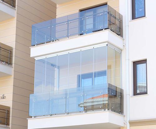 Vetrata scorrevole impilabile - VBS - VIZYON GLAZING SYSTEMS - in alluminio / a doppi vetri