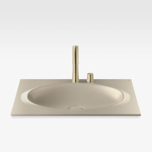 Lavabo da appoggio - A327760R30 - Armani / Roca - in porcellana / con miscelatore / rettangolare