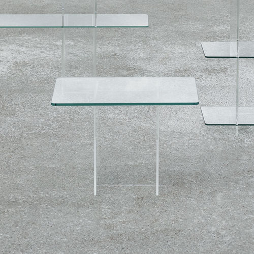 Tavolo d'appoggio contemporaneo - COMBIPLEX - Fogia - in Plexiglas® / con supporto in vetro / rettangolare