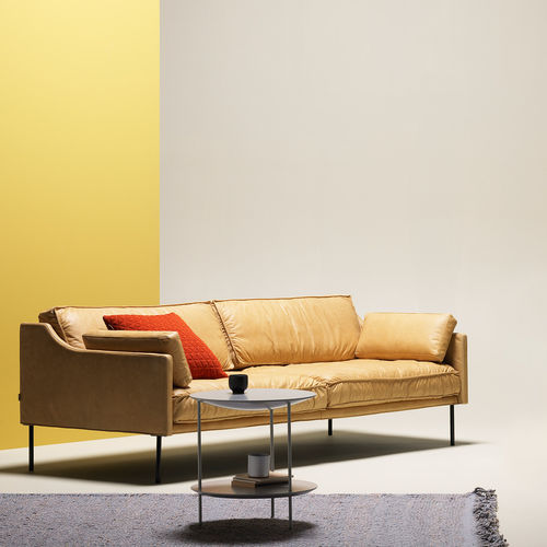 Divano contemporaneo - DINI - Fogia - in pelle / con cuscino rimovibile / marrone