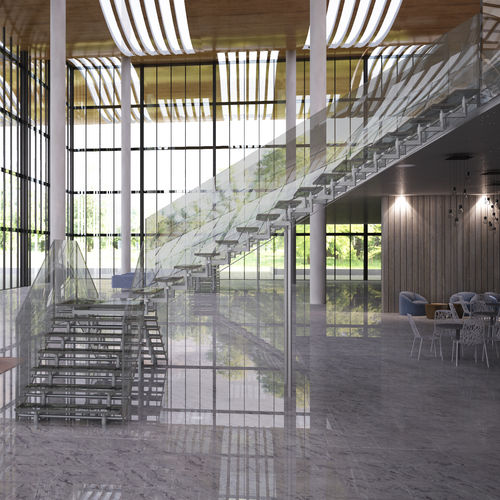 Scala a L - BACKBONE DOUBLE - IAM Design - con gradini in vetro / con struttura in acciaio inossidabile / contemporanea
