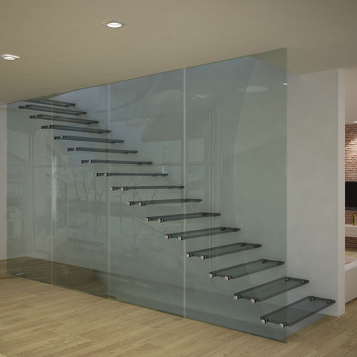 Scala dritta - IAM Design - con gradini in vetro / con struttura in acciaio inossidabile / con struttura in vetro