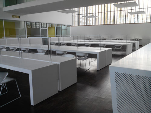 Tavolo contemporaneo - V-korr Creative Surface - in Solid Surface / rettangolare / per biblioteca